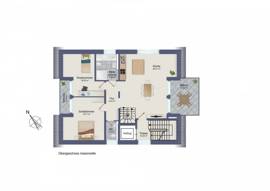Grundriss 2- OG m�bliert Maisonettewohnung M�nchengladbach
