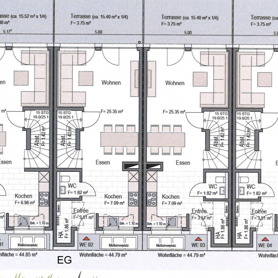 Grundriss EG Reihenmittelhaus M�nchengladbach