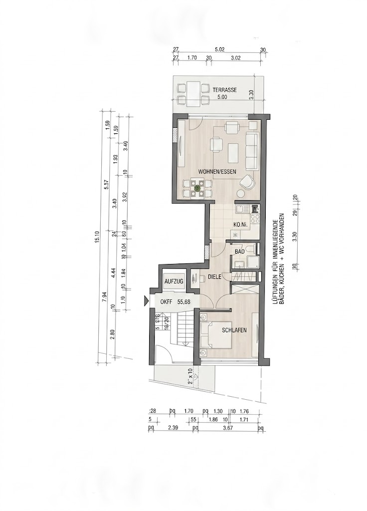 #949 Grundriss EG rechts mit Ma�ketten Erdgeschosswohnung M�nchengladbach