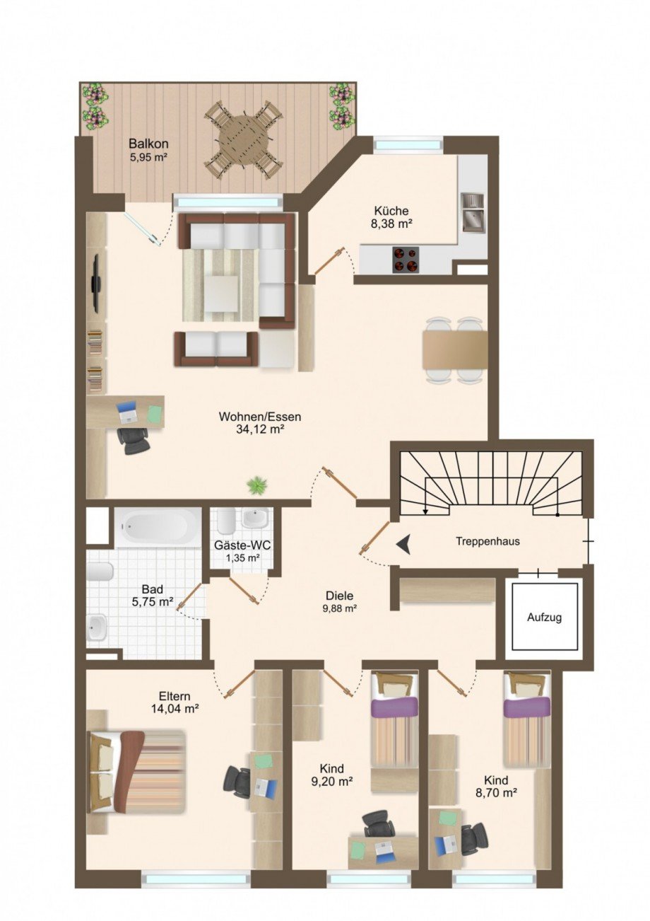 #916 Grundriss MCM Etagenwohnung M�nchengladbach