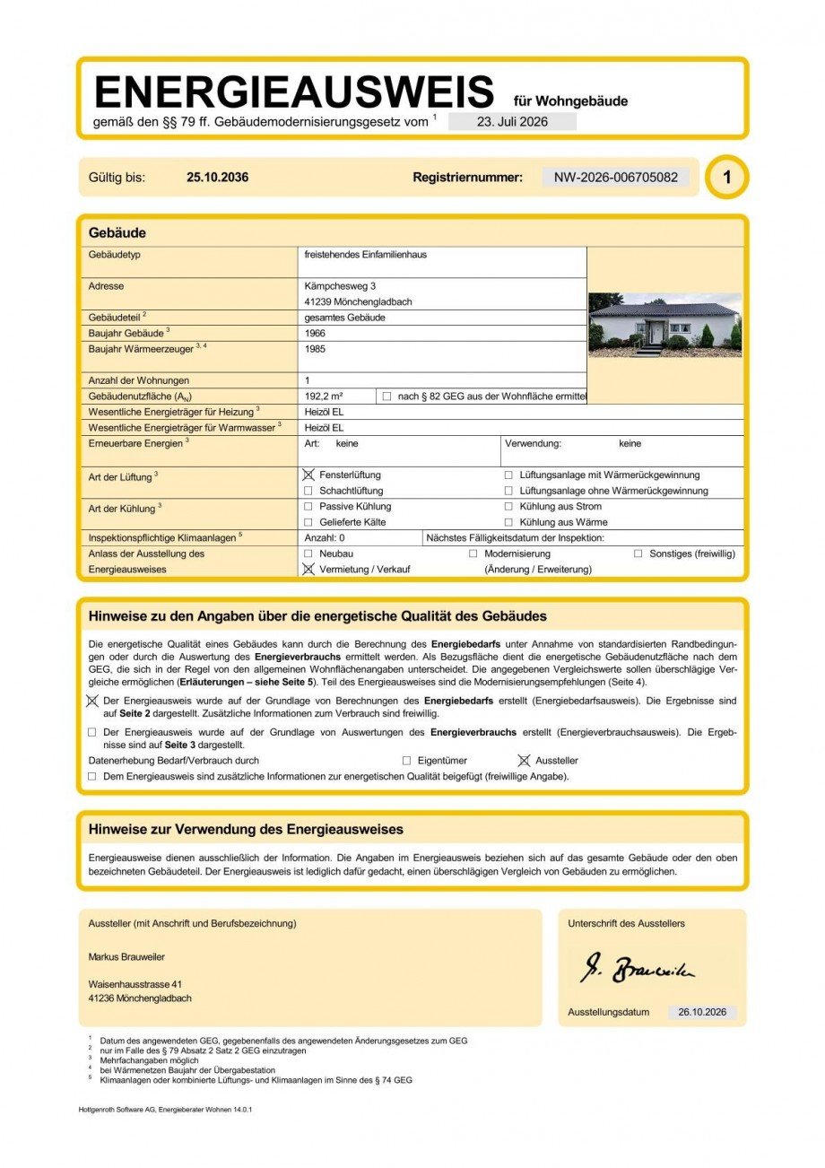 #966 Energieausweis-1 Bungalow M�nchengladbach