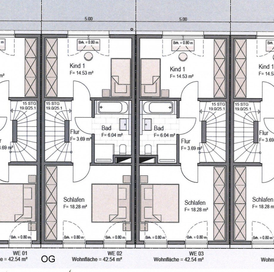 Grundriss OG Reihenmittelhaus M�nchengladbach