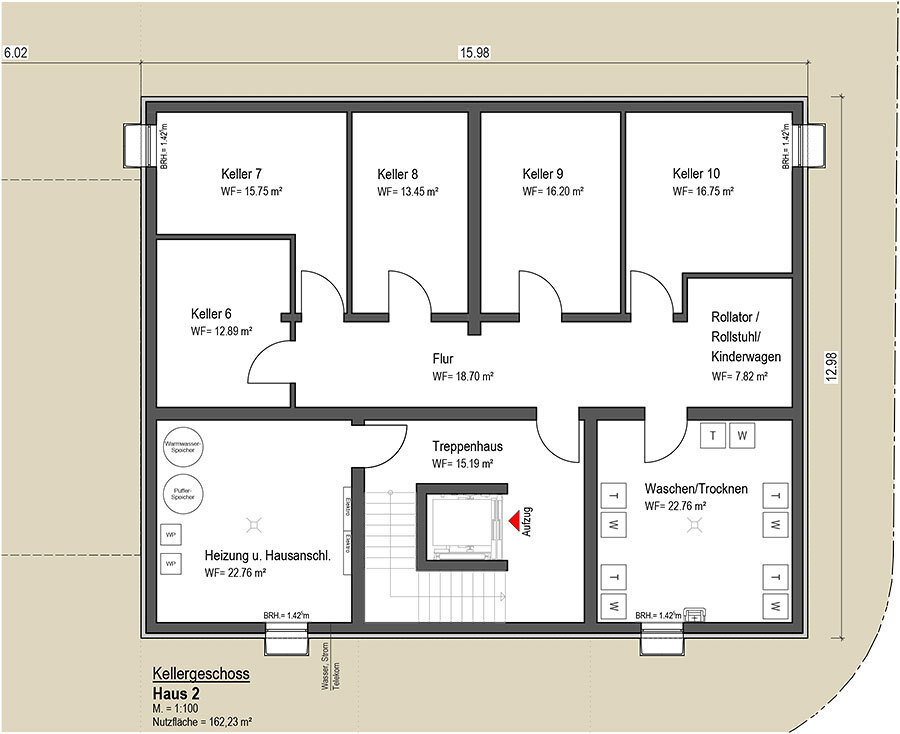 Grundriss Keller Erdgeschosswohnung M�nchengladbach