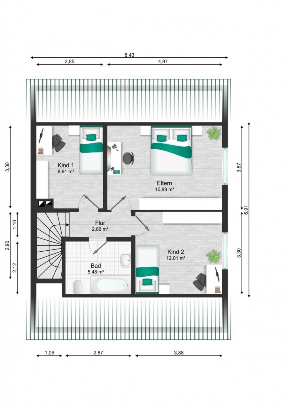 Grundriss DG Einfamilienhaus M�nchengladbach