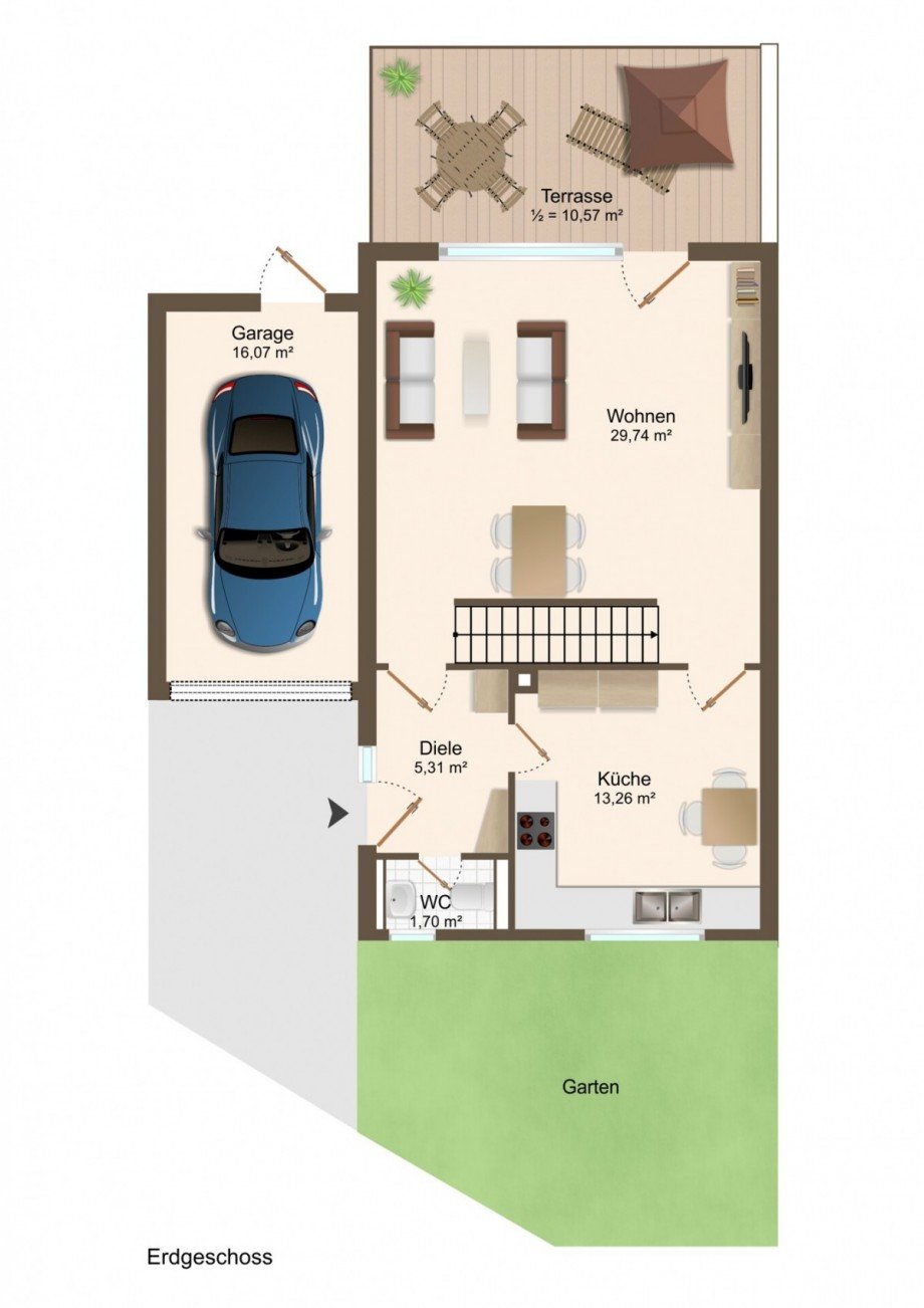 Grundriss EG Reiheneckhaus M�nchengladbach / Wickrath