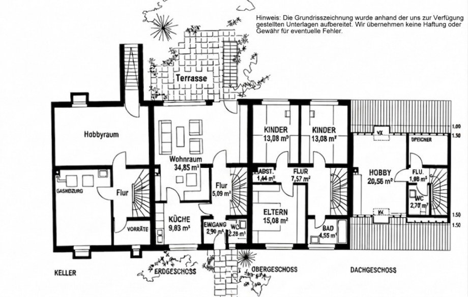 Grundriss komplett Reihenendhaus Wegberg