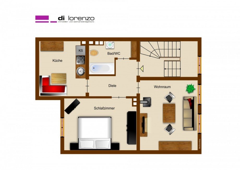 Grundriss EG-K�che zum Garten Mehrfamilienhaus M�nchengladbach