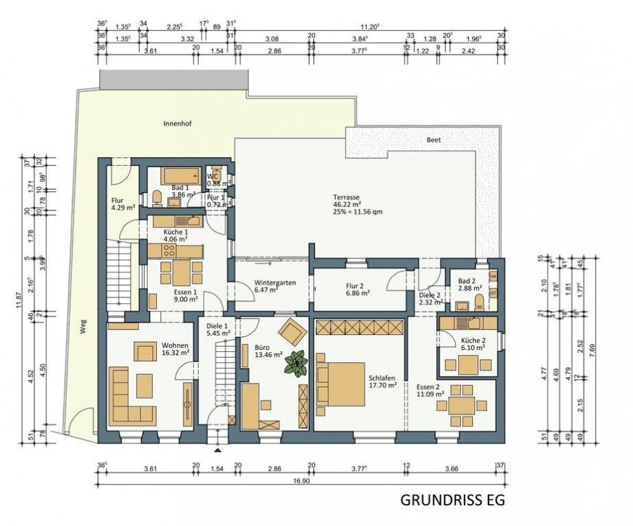 Grundriss EG Einfamilienhaus M�nchengladbach