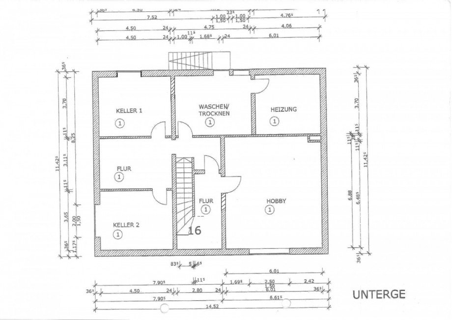 #932_Grundriss Untergeschoss Erdgeschosswohnung M�nchengladbach / Mennrath
