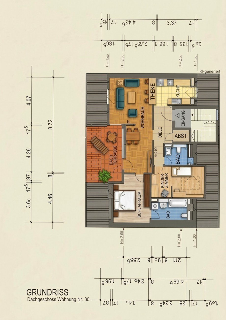Grundriss Dachgeschosswohnung M�nchengladbach
