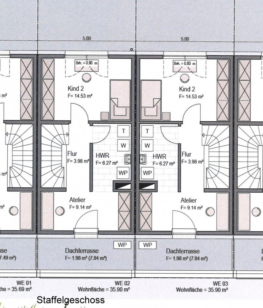 Grundriss Staffelgeschoss Reihenmittelhaus M�nchengladbach
