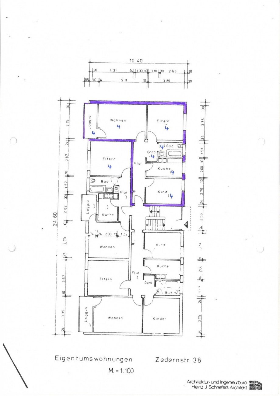 Grundriss 2.OG rechts Etagenwohnung M�nchengladbach