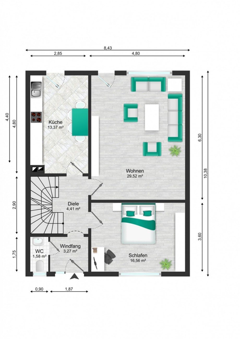 Grundriss EG Einfamilienhaus M�nchengladbach