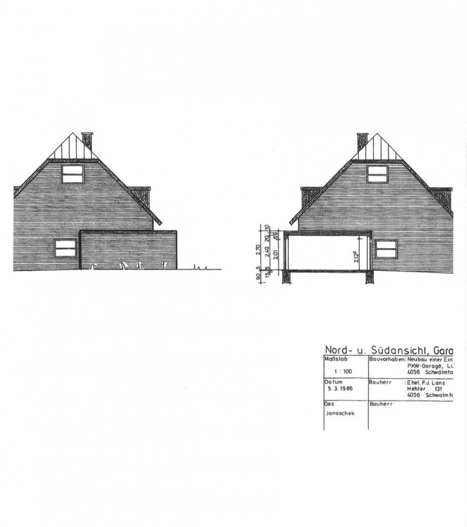 #912_Nord-u. S�dansicht, Garage Doppelhaush�lfte Schwalmtal