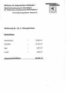 Wohnfl�chenberechnung *Selber einziehen oder vermieten-helle Wohnung mit Aufzug im historischen Gem�uer in Rheindahlen*