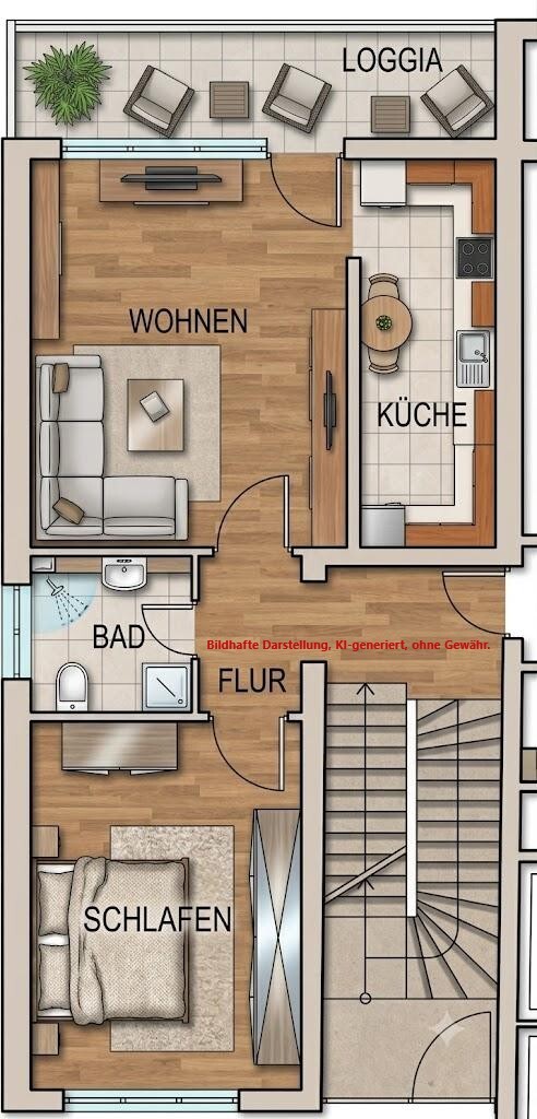Veranschaulichung anhand von Grundriss Etagenwohnung M�nchengladbach / Rheydt